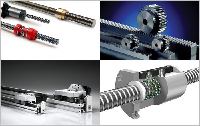 Actuators discussed in this article; ball screw, lead screw, belt, and rack and pinion