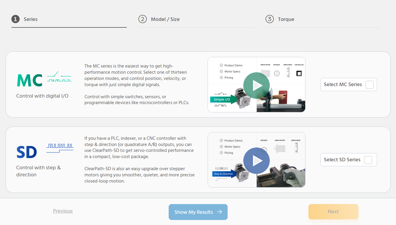 ClearPath motor selection guide
